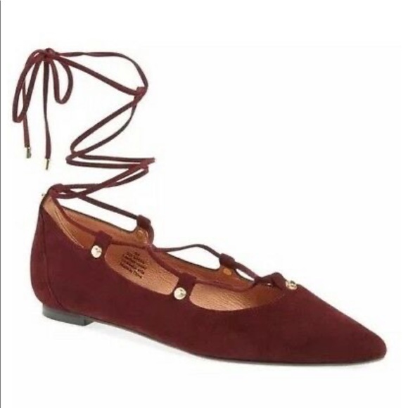 Halogen Owen Ghillie burgundy suede  lace up Flats - Picture 1 of 7